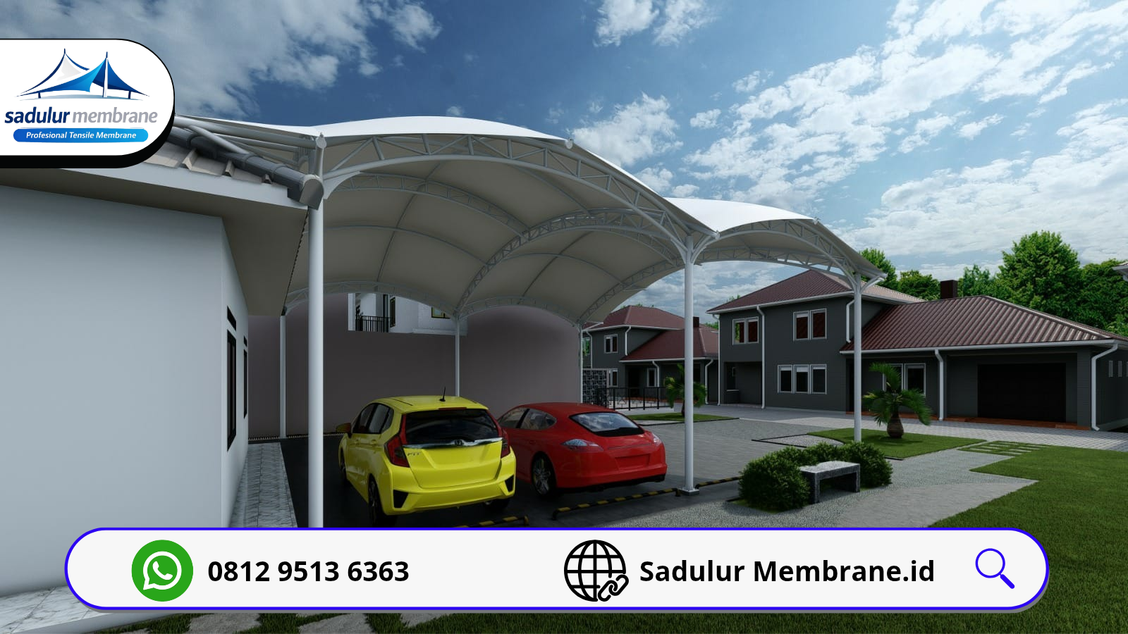 Kanopi membrane Gedebage Bandung desain modern untuk rumah dan area komersial