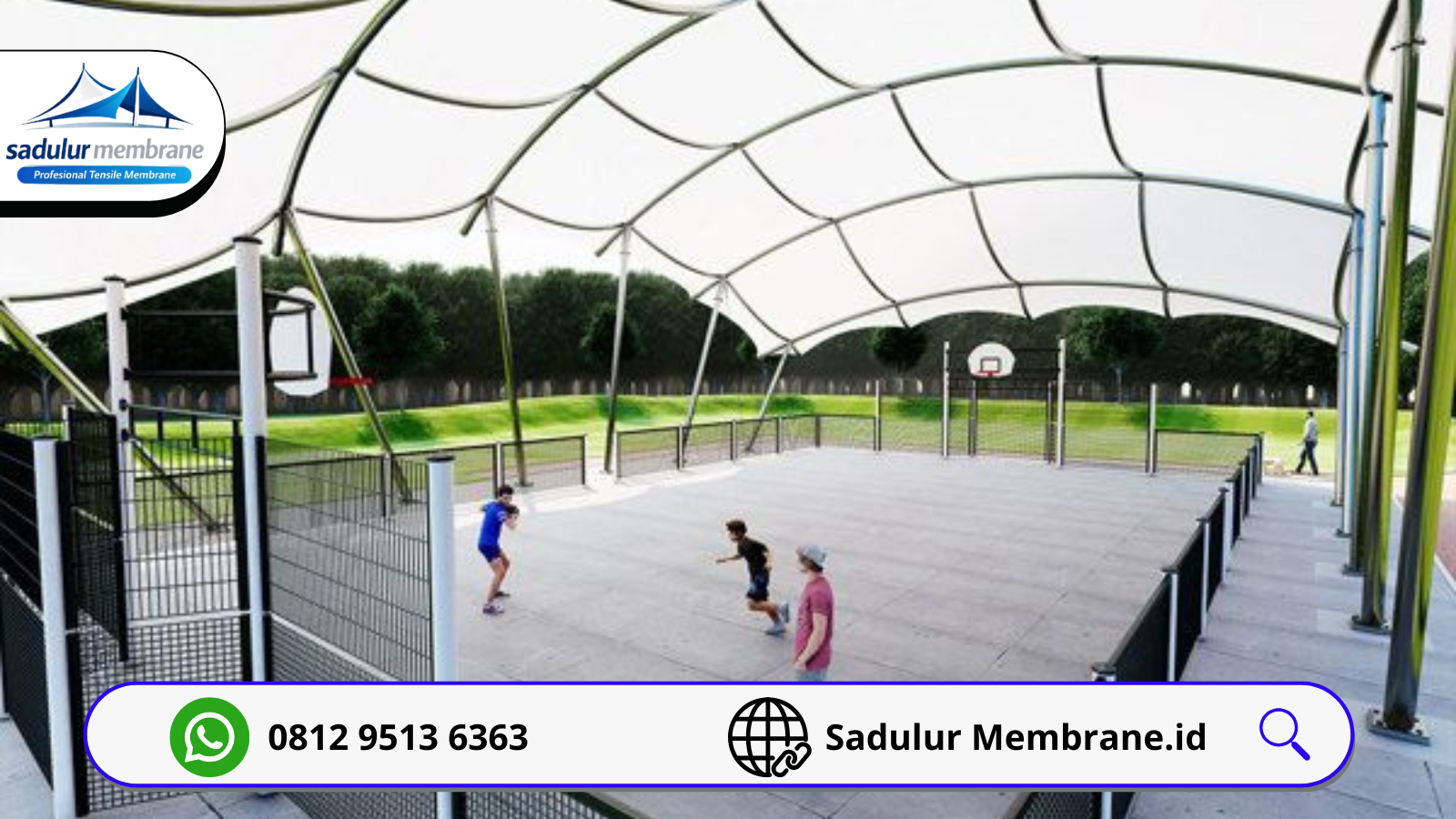 Kanopi membran lapangan basket tahan cuaca dan UV dari Sadulur Membrane