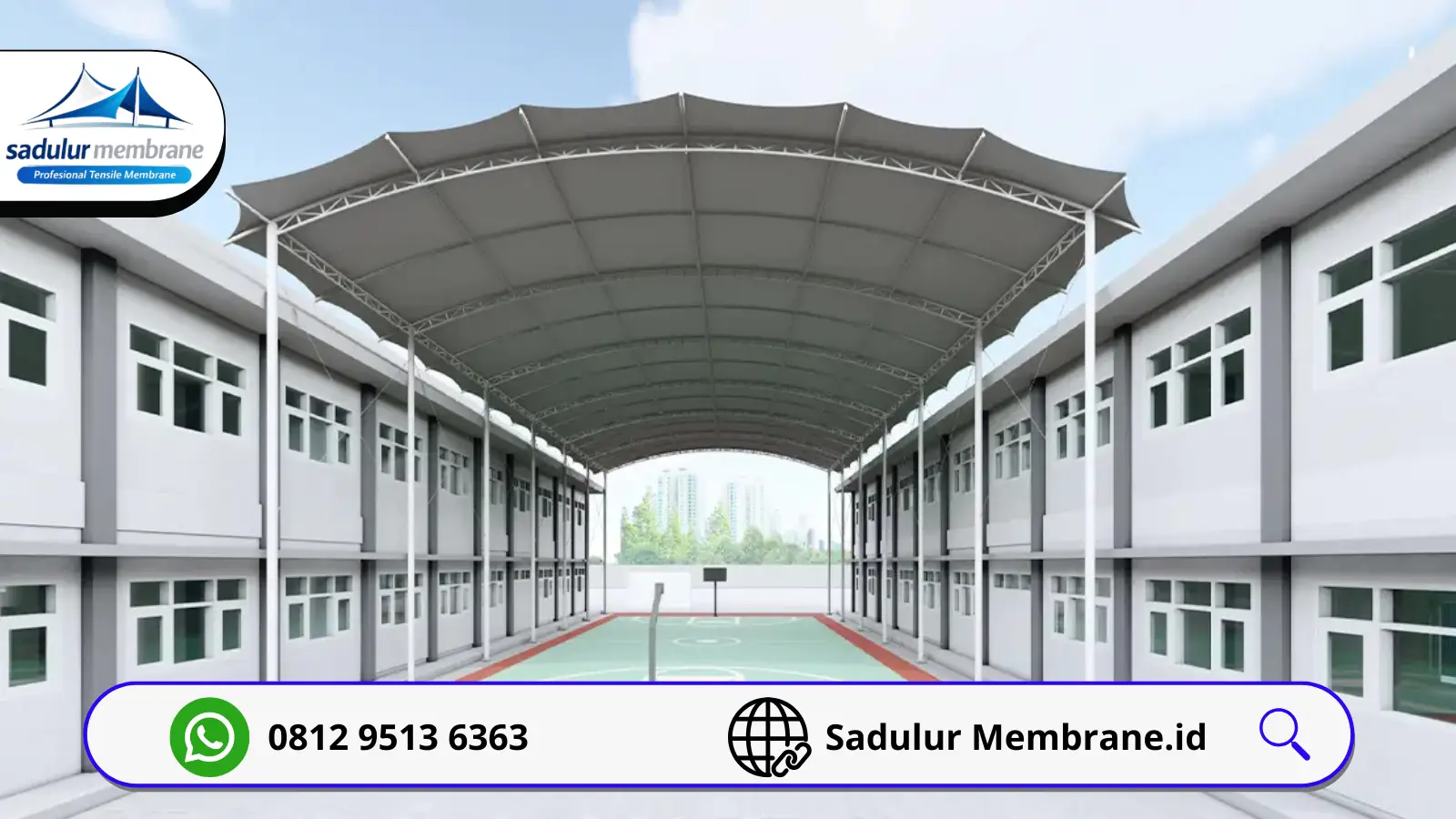 desain kanopi membrane lapangan tenis