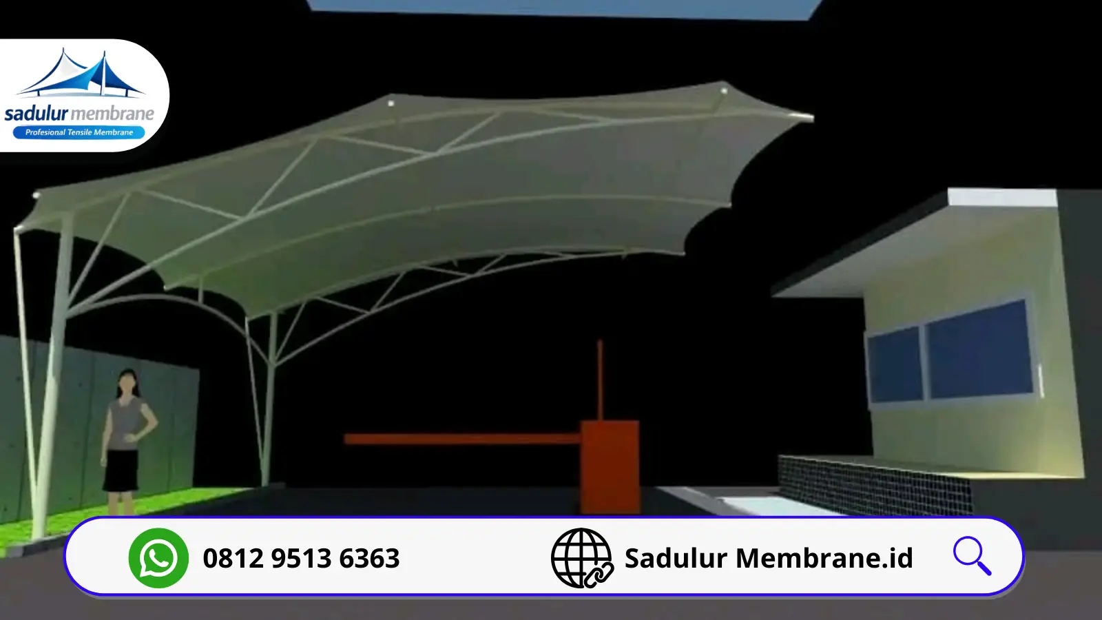 Desain 3D atap membran perkantoran modern minimalis Sadulur Membran