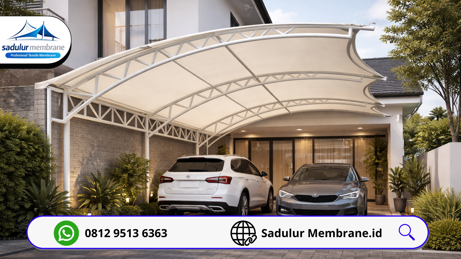 Tenda Membran Pancoran Jakarta Selatan model carport modern hasil pengerjaan Sadulur Membrane