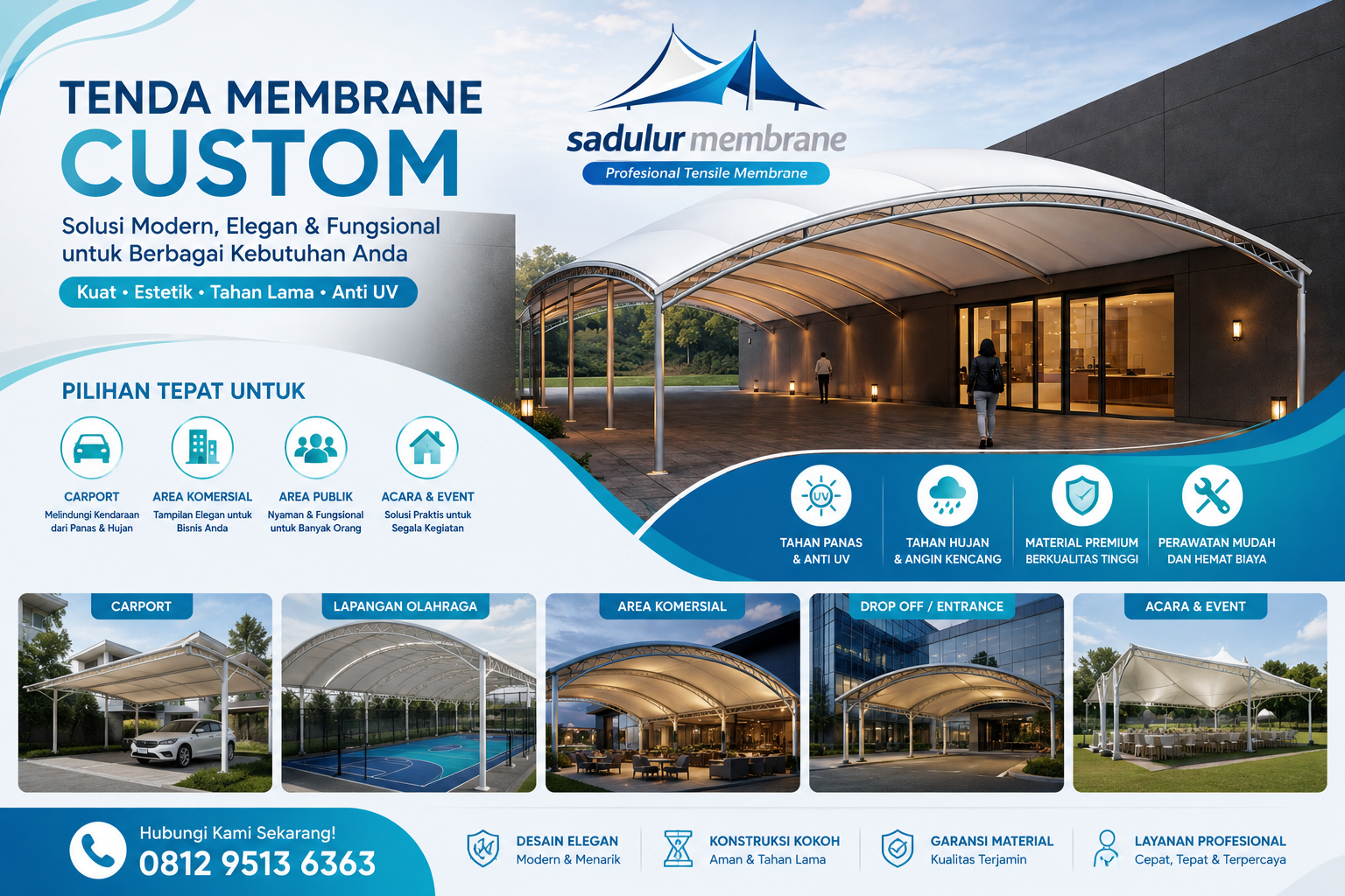 Tenda Membrane Custom Arsitektur Modern