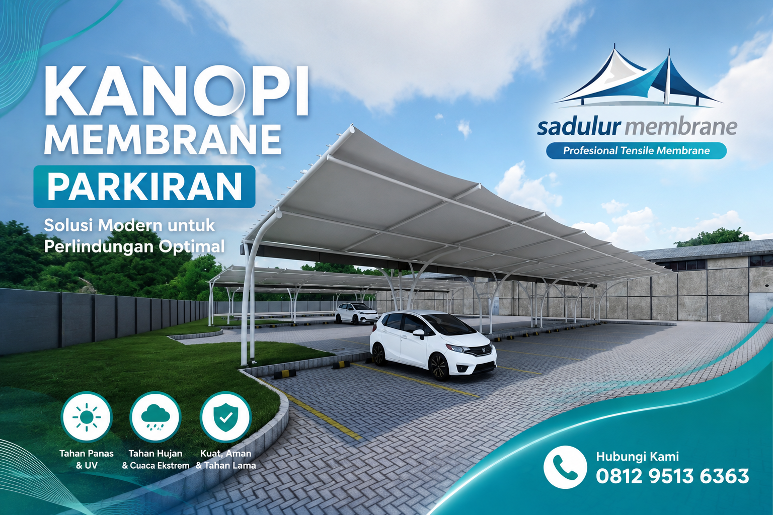 Solusi Kanopi Membran Parkiran Luas Gedung dan Mall