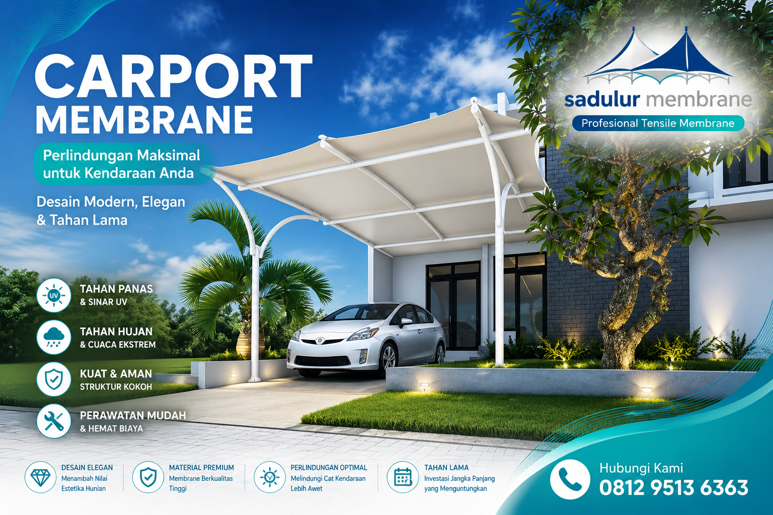 Desain Kanopi Membrane Carport Minimalis untuk Rumah