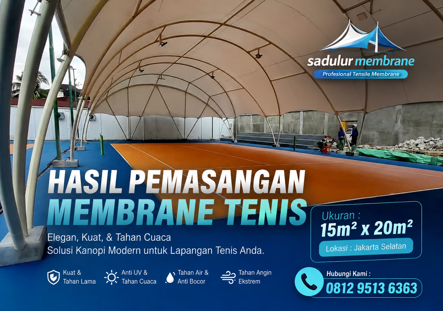 Jasa Pasang Kanopi Membrane Lapangan Tenis Profesional
