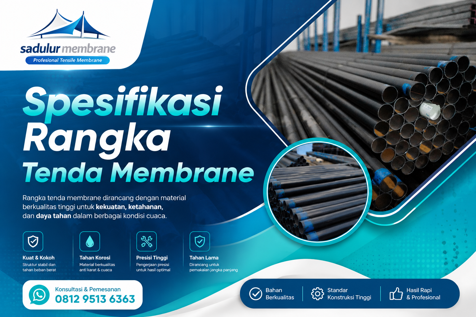 Detail Rangka Tenda Membrane Tangerang